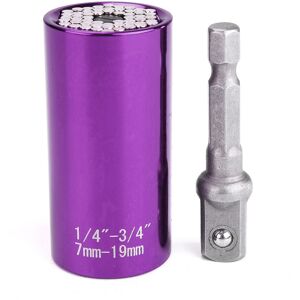 GreenZech (Purple) 7-19MM Universal Socket Adapter Wrench Sleeve with Power Drill Adapter GreenZech (Purple) 7-19MM Universal Socket Adapter Wrench Sleeve with Power Drill Adapter