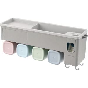 GreenZech (4 Cups) Wall Mounted Toothbrush Holder Automatic Toothpaste Squeezer Storage Ra GreenZech (4 Cups) Wall Mounted Toothbrush Holder Automatic Toothpaste Squeezer Storage Ra