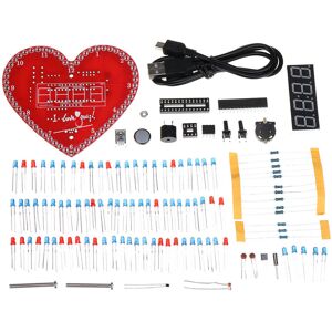 GreenZech (Red Heart Kit +USB) Electronic Clock Heart-shaped Lamp Love Creative DIY Produc GreenZech (Red Heart Kit +USB) Electronic Clock Heart-shaped Lamp Love Creative DIY Produc