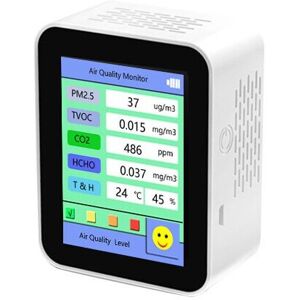 GreenZech (White) 6 In 1 Air Quality Monitor PM2.5/TVOC /CO2/HCHO/Temperature/Humidity Bui GreenZech (White) 6 In 1 Air Quality Monitor PM2.5/TVOC /CO2/HCHO/Temperature/Humidity Bui