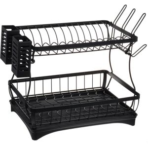 GreenZech (Black) Kitchen Storage Dish Rack Stainless Steel Shelf Integrated Two-tier Coun GreenZech (Black) Kitchen Storage Dish Rack Stainless Steel Shelf Integrated Two-tier Coun