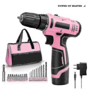 Unbranded 12V pink cordless drill kit for women with battery, charger, tool bag and 16 dri Unbranded 12V pink cordless drill kit for women with battery, charger, tool bag and 16 dri