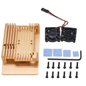 GreenZech Golden Metal Alloy Aluminum Case Enclosure with Cooling Fan for Raspberry Pi 3B+ GreenZech Golden Metal Alloy Aluminum Case Enclosure with Cooling Fan for Raspberry Pi 3B+