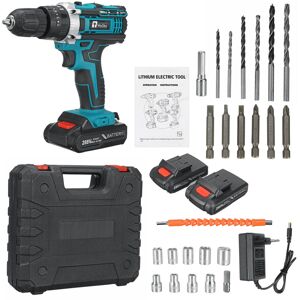 GreenZech (Two Batteries, EU Plug) 10mm Electric Drill 25+3 Torque Adjustment Switch Stepl GreenZech (Two Batteries, EU Plug) 10mm Electric Drill 25+3 Torque Adjustment Switch Stepl