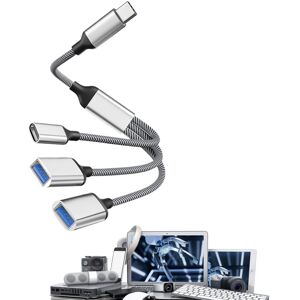 Unbranded (Silver) Split USB Cable, Extension Adapter, 1FT USB Splitter 1 In 3 Out Extensi Unbranded (Silver) Split USB Cable, Extension Adapter, 1FT USB Splitter 1 In 3 Out Extensi