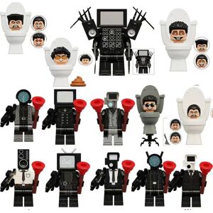 Bonxaif 14PCS Toilet Skibidi Building Blocks Tv Monitor Cameradiy minifigures Kid Toy Fi Bonxaif 14PCS Toilet Skibidi Building Blocks Tv Monitor Cameradiy minifigures Kid Toy Fi
