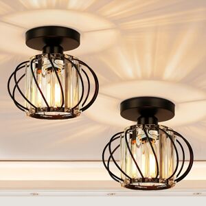 XYLFLY (Black) 2pcs Modern Industrial Metal Cage Ceiling Lights, Semi Flush Mount, Poli XYLFLY (Black) 2pcs Modern Industrial Metal Cage Ceiling Lights, Semi Flush Mount, Poli