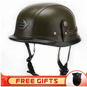 Maxpower (L, 12) JYT German PU Leather Motorcycle Helmet Four Seasons Retro Half Face Hel Maxpower (L, 12) JYT German PU Leather Motorcycle Helmet Four Seasons Retro Half Face Hel
