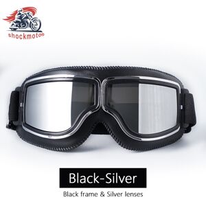Maxpower (Black-Silver) Universal Motorcycle Vintage Goggles Leather Motorbike Scooter Bi Maxpower (Black-Silver) Universal Motorcycle Vintage Goggles Leather Motorbike Scooter Bi