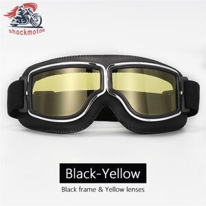 Maxpower (Black-Yellow) Universal Motorcycle Vintage Goggles Leather Motorbike Scooter Bi Maxpower (Black-Yellow) Universal Motorcycle Vintage Goggles Leather Motorbike Scooter Bi