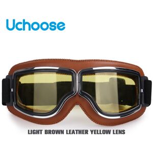 Maxpower (LB-Yellow Lens) Windproof Motorcycle Helmet Glasses Leather Safety Protective A Maxpower (LB-Yellow Lens) Windproof Motorcycle Helmet Glasses Leather Safety Protective A