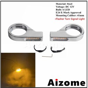 Maxpower (A Chrome Clear Lens) Universal 41mm Fork Tubes Bullet LED Turn Signals Lights Maxpower (A Chrome Clear Lens) Universal 41mm Fork Tubes Bullet LED Turn Signals Lights