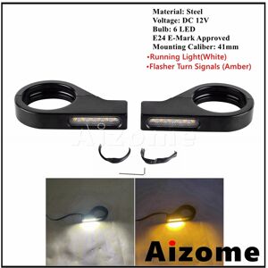 Maxpower (B Black Clear Lens) Universal 41mm Fork Tubes Bullet LED Turn Signals Lights Fo Maxpower (B Black Clear Lens) Universal 41mm Fork Tubes Bullet LED Turn Signals Lights Fo