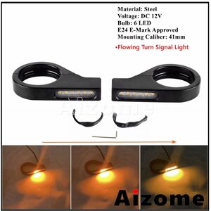 Maxpower (C Black Clear Lens) Universal 41mm Fork Tubes Bullet LED Turn Signals Lights Fo Maxpower (C Black Clear Lens) Universal 41mm Fork Tubes Bullet LED Turn Signals Lights Fo