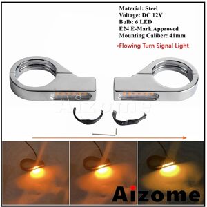 Maxpower (C Chrome Clear Lens) Universal 41mm Fork Tubes Bullet LED Turn Signals Lights F Maxpower (C Chrome Clear Lens) Universal 41mm Fork Tubes Bullet LED Turn Signals Lights F