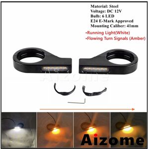 Maxpower (D Black Clear Lens) Universal 41mm Fork Tubes Bullet LED Turn Signals Lights Fo Maxpower (D Black Clear Lens) Universal 41mm Fork Tubes Bullet LED Turn Signals Lights Fo