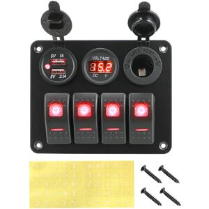 Maxpower (Red) 4 Buttons Rocker Switch Panel Voltmeter USB Chargers 3.0 Light Toggle Maxpower (Red) 4 Buttons Rocker Switch Panel Voltmeter USB Chargers 3.0 Light Toggle