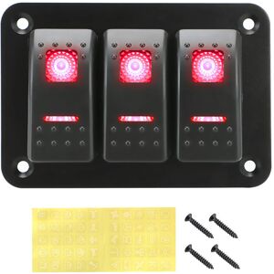 Maxpower (Red) 24V 12V Switch Panel 3 Buttons Car Light Toggle For Boat Truck Trailer Maxpower (Red) 24V 12V Switch Panel 3 Buttons Car Light Toggle For Boat Truck Trailer