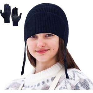 Unbranded (Purplish Blue) Winter Hat and Gloves Set for Women - Elastic Women Knit Hats Wo Unbranded (Purplish Blue) Winter Hat and Gloves Set for Women - Elastic Women Knit Hats Wo