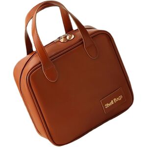 Unbranded (Brown) Cosmetic Travel Bags for Women PU Leather Wide-Open Large Capacity Tot Unbranded (Brown) Cosmetic Travel Bags for Women PU Leather Wide-Open Large Capacity Tot