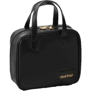Unbranded (Black) Cosmetic Travel Bags for Women PU Leather Wide-Open Large Capacity Tot Unbranded (Black) Cosmetic Travel Bags for Women PU Leather Wide-Open Large Capacity Tot