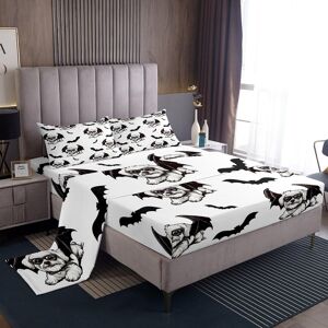 Unbranded (Double, White Black) Cute Cartoon Dog Sheet Set for Kids, Border Collie Bed She Unbranded (Double, White Black) Cute Cartoon Dog Sheet Set for Kids, Border Collie Bed She