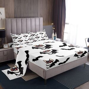 Unbranded (Single, Black White) Cute Cartoon Dog Sheet Set for Kids, Border Collie Bed She Unbranded (Single, Black White) Cute Cartoon Dog Sheet Set for Kids, Border Collie Bed She