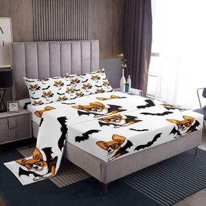 Unbranded (Single, White Black) Cute Cartoon Dog Sheet Set for Kids, Border Collie Bed She Unbranded (Single, White Black) Cute Cartoon Dog Sheet Set for Kids, Border Collie Bed She