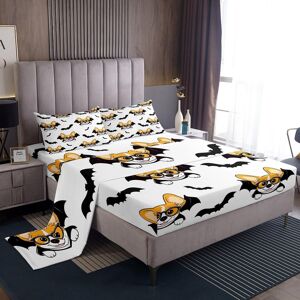Unbranded (Double, White, Black) Cute Cartoon Dog Sheet Set for Kids, Border Collie Bed Sh Unbranded (Double, White, Black) Cute Cartoon Dog Sheet Set for Kids, Border Collie Bed Sh