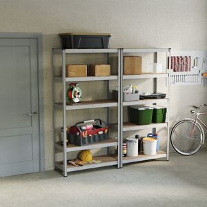 Home Vida (Galvanised, 2 Bay) 5 Tier Heavy Duty Adjustable Steel Garage Shelving Home Vida (Galvanised, 2 Bay) 5 Tier Heavy Duty Adjustable Steel Garage Shelving