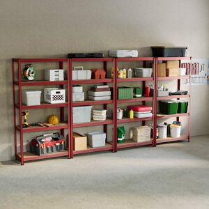 Home Vida (Red, 4 Bay) 5 Tier Heavy Duty Adjustable Steel Garage Shelving Home Vida (Red, 4 Bay) 5 Tier Heavy Duty Adjustable Steel Garage Shelving