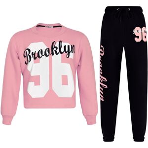 a2zkids (3-4 Years, Baby Pink) Girls Brooklyn 96 Print Tracksuit Top & Bottom Set a2zkids (3-4 Years, Baby Pink) Girls Brooklyn 96 Print Tracksuit Top & Bottom Set