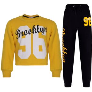 a2zkids (13 Years, Mustard) Girls Brooklyn 96 Print Tracksuit Top & Bottom Set a2zkids (13 Years, Mustard) Girls Brooklyn 96 Print Tracksuit Top & Bottom Set
