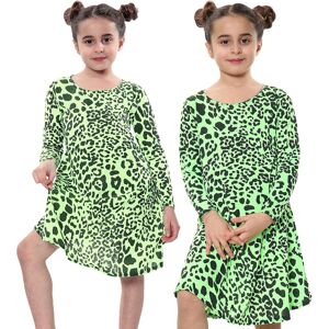a2zkids (7-8 Years, Neon Green) Kids Girls Leopard Print Swing Dress Trendy Top a2zkids (7-8 Years, Neon Green) Kids Girls Leopard Print Swing Dress Trendy Top