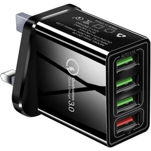 GreenZech (Black, EU Plug) 4 USB Ports Smart Quick Charger Compatible With All Smartphones GreenZech (Black, EU Plug) 4 USB Ports Smart Quick Charger Compatible With All Smartphones