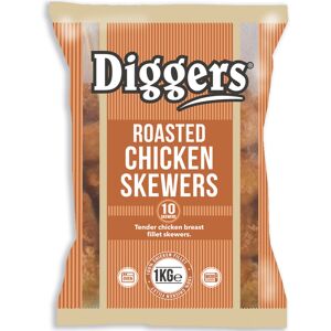 Diggers Frozen Roasted Chicken Skewers - 5x1kg Case, Tender Chicken Breast, Cook Diggers Frozen Roasted Chicken Skewers - 5x1kg Case, Tender Chicken Breast, Cook