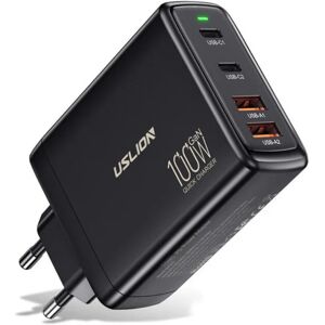 GreenZech (Black, EU Plug) 100W 4-Port USB PD Charger - Fast Charging, GaN Tech, 2 USB-A & GreenZech (Black, EU Plug) 100W 4-Port USB PD Charger - Fast Charging, GaN Tech, 2 USB-A &