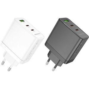 GreenZech (Black, With Cable) 65W Fast Charger with Dual USB-C & USB-A Ports, EU Plug, PPS GreenZech (Black, With Cable) 65W Fast Charger with Dual USB-C & USB-A Ports, EU Plug, PPS