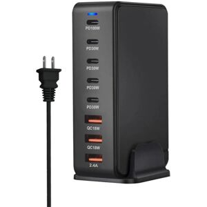GreenZech (Black, EU Plug) 268W Desktop Charger Station with 3 USB-A & 5 USB-C Ports, Fast GreenZech (Black, EU Plug) 268W Desktop Charger Station with 3 USB-A & 5 USB-C Ports, Fast