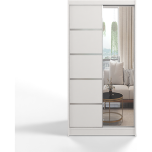 Gaba Furniture GABA D3 100 cm Sliding Door Wardrobe with Mirror Full White Gaba Furniture GABA D3 100 cm Sliding Door Wardrobe with Mirror Full White