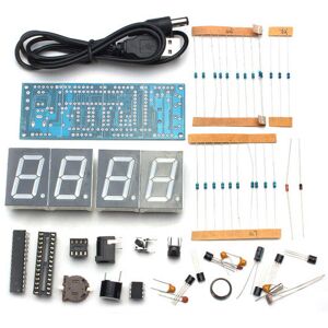 GreenZech (White+Case) DIY 4 Digit LED Electronic Clock Kit Temperature Light Control Vers GreenZech (White+Case) DIY 4 Digit LED Electronic Clock Kit Temperature Light Control Vers