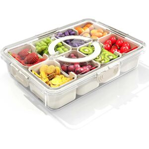 HELLSA (White, 11.81 L) Snackle Box Container, Divided Serving Tray with Lid and Handle HELLSA (White, 11.81 L) Snackle Box Container, Divided Serving Tray with Lid and Handle
