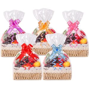 HuiCloud 20Pcs Large Cellophane Wrap for Hampers, 60 x 40cm Clear Cellophane Wrap Bags wi HuiCloud 20Pcs Large Cellophane Wrap for Hampers, 60 x 40cm Clear Cellophane Wrap Bags wi