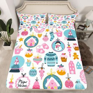 Unbranded (Multi 03, Double(No Comforter)) Girls Pink Christmas Double Bedding Set,Kids Cu Unbranded (Multi 03, Double(No Comforter)) Girls Pink Christmas Double Bedding Set,Kids Cu