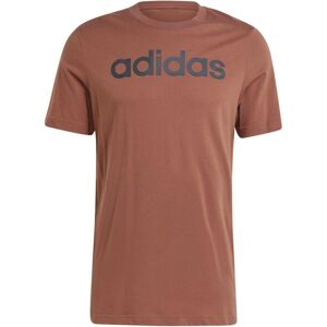 (S, Brown) Adidas Mens Essentials Linear Embroidered Logo T-Shirt (S, Brown) Adidas Mens Essentials Linear Embroidered Logo T-Shirt