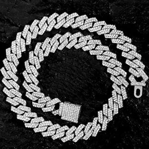 Unbranded (Silver-60cm(24inch)) 14mm Cuban Link Chain for Men Iced Out Miami Cuban Link Ch Unbranded (Silver-60cm(24inch)) 14mm Cuban Link Chain for Men Iced Out Miami Cuban Link Ch