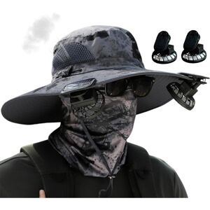 Unbranded (1-2, dark gray ink) Fishing Hat with Cooling Fans Wide Brim Hat Summer Beac Unbranded (1-2, dark gray ink) Fishing Hat with Cooling Fans Wide Brim Hat Summer Beac