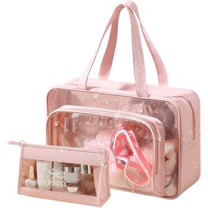 Unbranded (Pink) Clear Toiletry Bag - Wet/Dry Separation PVC Makeup Bags Portable Toilet Unbranded (Pink) Clear Toiletry Bag - Wet/Dry Separation PVC Makeup Bags Portable Toilet