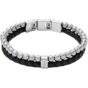Fossil Men's Beads Black Leather Multi-Strand Bracelet Fossil Men's Beads Black Leather Multi-Strand Bracelet