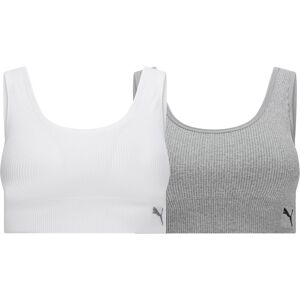 Puma Women's 2 Pack Seamless Sports Bra White/Light Heather Grey X-Large Puma Women's 2 Pack Seamless Sports Bra White/Light Heather Grey X-Large